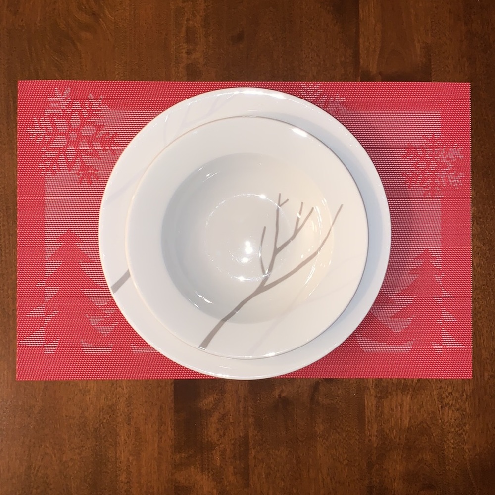 Christmas Placemats Reversible Red White Trees & Reindeer Set of Six - Picture 5 of 9